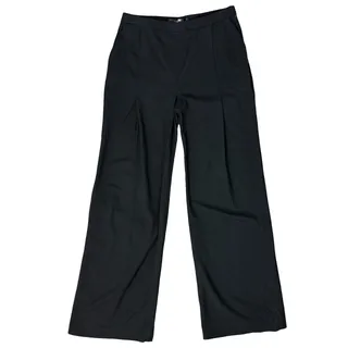 Photo of Elisabetta Franchi Black Pleated Wide Leg Pants Wool Blend Trousers sz 40 / 10