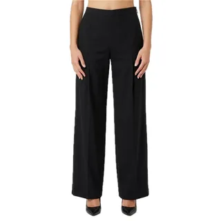 Photo of Elisabetta Franchi Black Pleated Wide Leg Pants Wool Blend Trousers sz 40 / 10