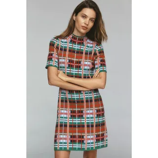 Photo of New By Anthropologie Mock-Neck Short-Sleeve Mini Shift Dress Small Multi Plaid