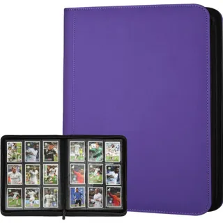 Photo of 360-Card 9-Pocket Trading Card Binder Side Loading Zipper Album Purple NEW