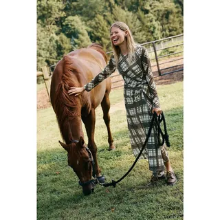 Photo of New By Anthropologie Long-Sleeve Ruched Mesh Midi Dress $168 X-LARGE Brown