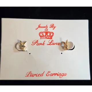 Photo of Vintage Park Lane Payboy Bunny Gold Tone Pierced Post Stud Earrings NOS NEW