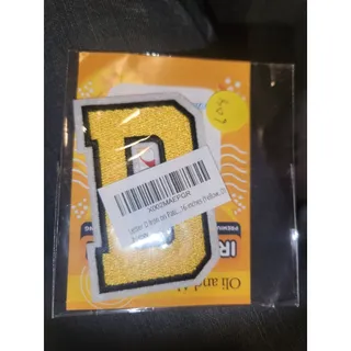 Photo of Oli & Alex Yellow Letter "D" Patch  Premium Embroidered Iron-On Applique 