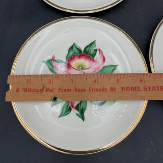 Photo of Vtg Plates Bread & Butter (4) Modern Orchid by Paden City Pottery 22K Gold Rim