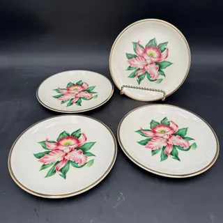 Photo of Vtg Plates Bread & Butter (4) Modern Orchid by Paden City Pottery 22K Gold Rim