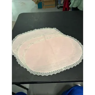 Photo of VTG Pink Lace-Trim Oval Placemats - Set of 3 cottagecore  girly pop