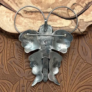 Photo of JOE EBY Southwest Style Sterling Silver Royston Turquoise Butterfly Pin Pendant