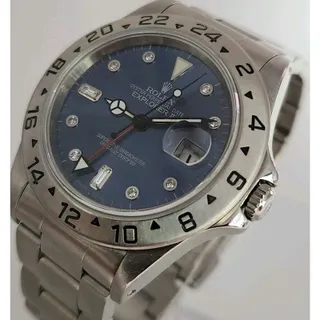 Photo of Stainless Steel Rolex Explorer II Watch, 40MM After Market Blue Dial Ref 16570