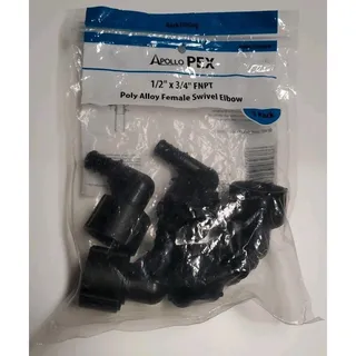 Photo of Apollo PEX 1/2 x 3/4 FNPT Poly Alloy Female Swivel Elbow 5 Pack Plumbing NEW