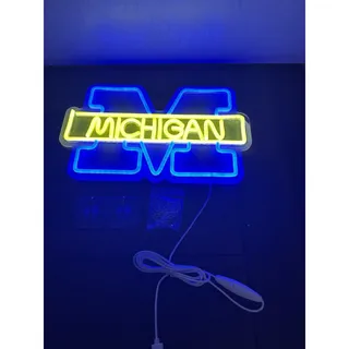 Photo of University of Michigan LED Neon Wall Sign Go Blue Light Up USB Game Room Decor