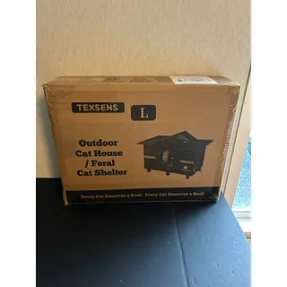 Photo of TEXSENS Outdoor Heated Cat House Weatherproof Feral Shelter Large Black