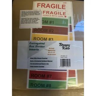 Photo of Stoney Kiko Corrugated Box Divider Inserts for 16x12x12 Moving Box Room Labels