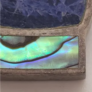 Photo of Vintage 925 Sterling Silver Sodalite Abalone Inlay Pendant Boho