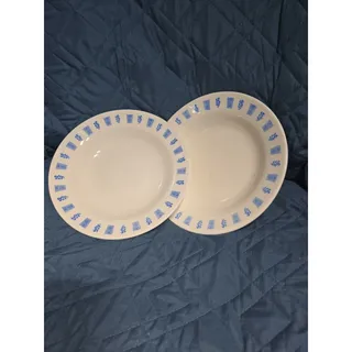 Photo of Oxford Made in Brazil Two Luncheon Salad Plates Blue Floral Edge Vintage