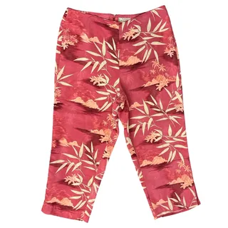 Photo of Vintage Tommy Bahama Pink Beige Palm Leaf 100% Silk High Rise Tropical Pants 14