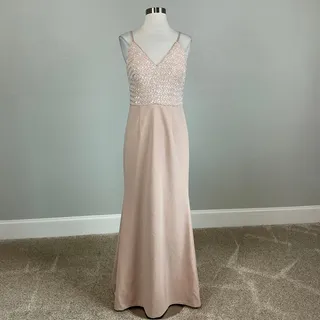 Photo of Vince Camuto Blush Pink Evening Gown Sequined Long A-Line Formal Dress Size 6
