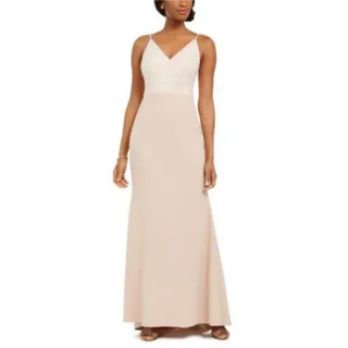Photo of Vince Camuto Blush Pink Evening Gown Sequined Long A-Line Formal Dress Size 6