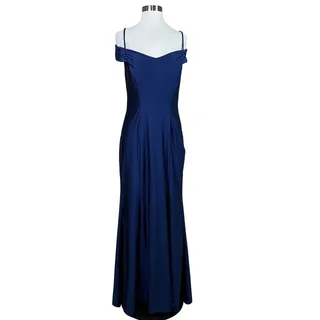 Photo of Nightway Blue Evening Gown Backless Cold Shoulder Formal Column Dress Size 6