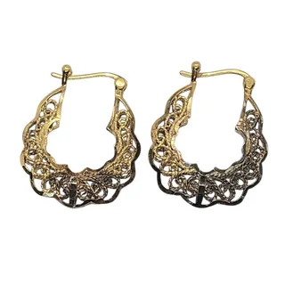 Photo of Vintage Gold Over 925 Sterling Silver Filigree Hoop Earrings