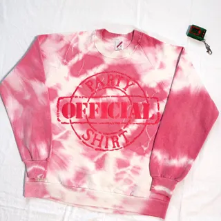 Photo of Vintage 80's Official Party Shirt Jerzees Tie Dye Puff Print Sweatshirt - M
