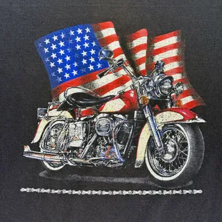 Photo of Vintage Faded Biker American Flag T-Shirt Cotton USA - L
