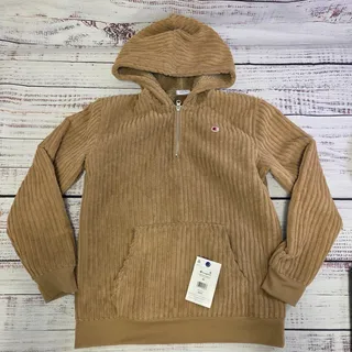 Photo of Champion Corduroy Sherpa Fleece 1/4 Zip Hoodie Youth Large 14-16 Khaki NWT