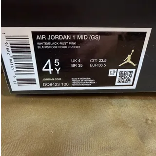 Photo of Air Jordan 1 Mid SE GS White/Black/Rust Pink DQ8423‑100 Size 4.5 Youth Woman 6