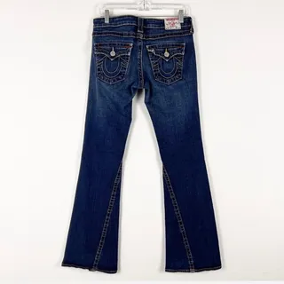 Photo of Y2K True Religion Jeans Low Rise Joey Bootcut Flare Leg 27 Dark Wash Denim Jeans