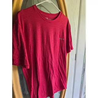 Photo of Columbia Sportswear Mens Size XL Raspberry Pink Striped Outdoor Active T-Shirt