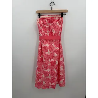Photo of Lilly Pulitzer Sienna Pink Floral Strapless Knee Length Fit & Flare Dress Size 8