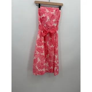Photo of Lilly Pulitzer Sienna Pink Floral Strapless Knee Length Fit & Flare Dress Size 8