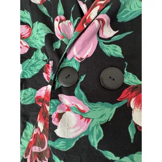 Photo of Vintage Diane von Furstenberg 10 Floral Rayon Blazer Black Blouse 2Pc Set