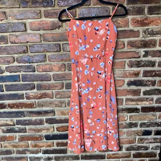 Photo of Hutch Burnt Orange Floral Declan Sleeveless Midi Dress Women's Size 8