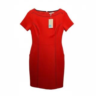Photo of Boden Orange sheath dress with short sleeves and black accent stitchingUK8p US4p