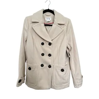 Photo of St. John's Bay Coat Women's Cream White Wool Pea Coat Sz M