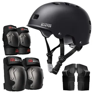 Photo of Outdoor Master Skateboard Helmet & Protective Gear Set Large Black New Imperfect