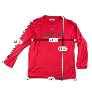Photo of Texas Tech Red Raiders Under Armour Football Long Sleeve Shirt 3XL Red NCAA