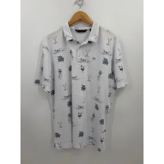 Photo of TravisMathew Island Paradise Golf Polo White Tropical Print Performance Shirt XL