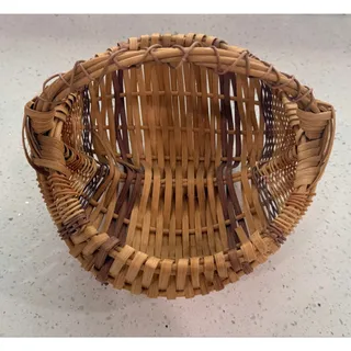 Photo of Vintage Handmade Melon Basket God’s Eye Woven Reed Egg Gathering Basket 10”