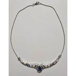 Photo of Sterling Silver Rat Tail Purple Stone Choker, Sterling Silver 925 Choker Necklac