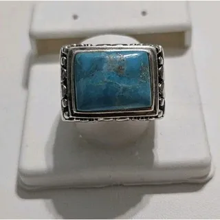 Photo of Sterling Silver Turquoise Filigree Dome Ring Size 7.5