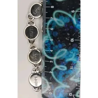 Photo of WJ 925 Sterling Silver Peace Love Joy Hope Faith Truth & Life Chain Bracelet