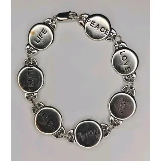 Photo of WJ 925 Sterling Silver Peace Love Joy Hope Faith Truth & Life Chain Bracelet