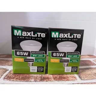 Photo of NEW Lot of 2 MaxLite 65W Flood Light Bulbs 8W LED Dimmable 2700K Soft White