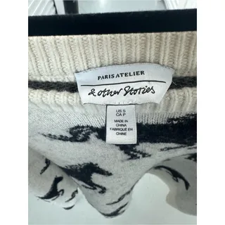 Photo of & Other Stories Ivory Crewneck Sweater with Black Horse Motif western whimsy S