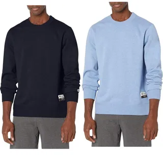 Photo of 2 New Champion Mens Medium Blue & Navy Sueded Fleece Pullover Crew Sweatshirts