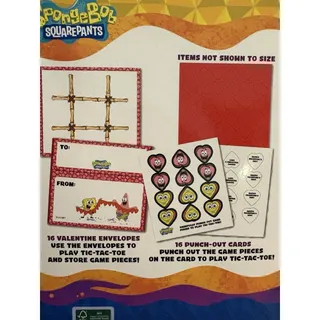 Photo of Spongebob Squarepants 16 Tic Tac Toe Valentines NEW Home School Teacher  4 Boxes