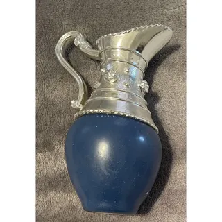 Photo of Vintage Empty Avon Pitcher Perfume Bottle Blue/Silver Imperial Garden