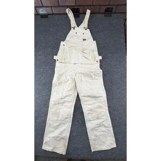 Photo of Ben Davis Bib Overalls Mens 34x32 White Canvas Painter Workwear Utility