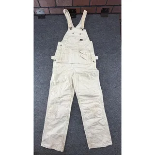 Photo of Ben Davis Bib Overalls Mens 34x32 White Canvas Painter Workwear Utility
